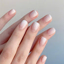 Edary Fake Nails White Gradient Square Press on Nails Full Cover False Nails 24pcs for Women Edary