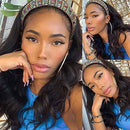 Body Wave Headband Wigs Scarf Human Hair Wig None Lace Front Wig 100% Brazilian Virgin Human Hair Wig For Black Women Glueless Machine Made Wave Headband Wigs Natural Color 150% Density (14 Inch). Borchan