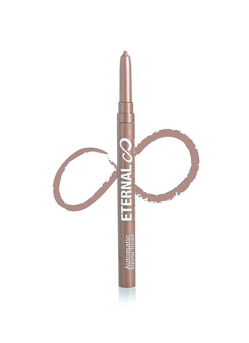 Eternal Automatic Water Resistant Eyebrow Liner with Shaping Comb – Long Lasting, Professional and High Precision Brow Definer with No Sharpening, Retractable Twist Up Mechanism (Light Brown) Eternal