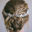 Aukmla Bride Wedding Crystal Hair Vine Pearls Head Pieces Leaf Hair Accessories for Women (Silver) Aukmla