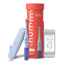 hum by Colgate Smart Battery Toothbrush Kit, Sonic Toothbrush Handle with 2 Refill Heads and Travel Case, Blue, Amazon exclusive Colgate