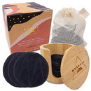 MUEROSA 14 pcs Reusable Bamboo Makeup Remover Pads | 100% Natural Bamboo Fiber Rounds | Soft Face Pads Facial Cleasing Skincare Set (14 Pads + Bamboo Holder + Laundry Bag, BLACK EDITION) Muerosa