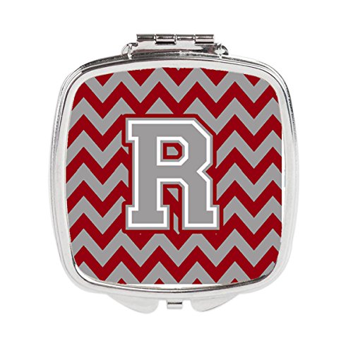 Caroline's Treasures CJ1043-RSCM Letter R Chevron Crimson and Grey Compact Mirror, Multicolor Caroline's Treasures
