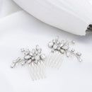 Yean Rhinestone Bride Bridal Hair Comb Opal Crystal Wedding Hair Piece Hair Accessories for Women and Girls (2 Pcs) (Silver) Yean