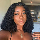 Lace Front Wigs Human Hair Short Bob Wigs 4x4 Lace Closure Wigs Human Hair Brazilian Curly Jaja Hair Deep Wave Bob Wigs for Black Women 150% Density Pre Plucked with Baby hair 16 Inch ORIGINAL QUEEN