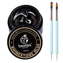 Beetles 15ml Nail Art Rhinestone Glue Gel Clear No Wipe Adhesive Resin Gems Diamonds Jewelry Gel Nail Polish Decoration With 2 Dual-Purpose Brush Pen beetles Gel Polish