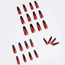 Outyua Ombre Extra Long Press on Nails Coffin Ballerina Gradeint Fake Nails Super Long False nails Acrylic Halloween Christmas Nails for Women and Girls 24Pcs (Red & Black) Outyua