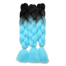 African Jumbo Braiding Synthetic Hair African Box Braids Ombre 24 Inch High Temperature Fiber Senegal Twist Braids 100g/pack 2 Tones Black/Light Blue 3 Packs Hairro Store