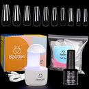 Beetles Nail Tips and Glue Gel Nail Kit, 2 In 1 Nail Gel and Base Gel with 500Pcs Coffin Nails Tips and LED Lamp DIY Nail Art Acrylic Nail Kit Easy Nail Extension Set beetles Gel Polish