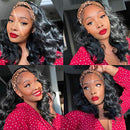 Body Wave Headband Human Hair Wigs for Black Women Glueless None Lace Front Wigs Headband Wigs Human Hair Brazilian Virgin Hair Machine Made Headband Wigs 150% Density (24" Headband wigs) beafay
