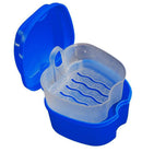KISEER Denture Bath Case Cup Box Holder Storage Soak Container with Strainer Basket for Travel Cleaning (Blue) KISEER