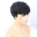 VCK Short Pixie Cut Wigs for Black Women Natural Wavy Synthetic Hair Wigs Short Layered Heat Resistant Wigs 1B Color VCK