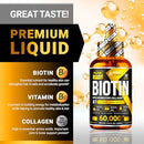 Liquid Biotin & Collagen Hair Growth Drops 60,000mcg - Biotin and Liquid Collagen Supplement for Men & Women - Glowing Skin Support, Healthy Hair & Nail Growth - 2oz Infinity Warehouse