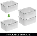 mDesign Plastic Stackable Bathroom Vanity Countertop Storage Cosmetic Organizer Box with Hinged Lid for Makeup, Beauty, Hair, Nail Supplies - 2 Pack - Light Gray/Clear mDesign Store
