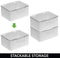 mDesign Plastic Stackable Bathroom Vanity Countertop Storage Cosmetic Organizer Box with Hinged Lid for Makeup, Beauty, Hair, Nail Supplies - 2 Pack - Light Gray/Clear mDesign Store