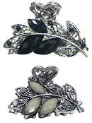Bella Set of 2 Metal Jaw Clips Claw Clips Hair Styling Tool U86420-1521-2BlkOffWht Bella