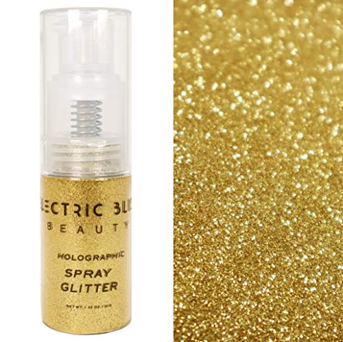 30 Grams Loose Glitter Spray - Holographic Glitter Spray - Cosmetic Grade - Makeup Face Body Nail Festival Rave Beauty Craft (Gold) Electric Bliss Beauty