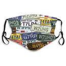 Comfortable Printed mask,Vintage, Original Retro Style License Plates Personalized Creative Travel Vacation, Blue Green,Windproof Facial decorations for Adults Size：M GULTMEE