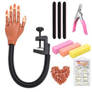 Practice Hand for Acrylic Nails, Adjustable Fake Mannequin Hands for Nails Practice, Flexible Movable Nail Tools Kits Practice Hand with Nail File, Clipper and 100pcs Coffin Nail Tips Deciniee