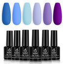 Beetles Blue Purple Gel Nail Polish Set - 6 Pcs Aquamarine Mermaid Gel Polish Set, Soak Off UV LED Nail Lamp Cured Base and Top Coat Needed Starter Varnish Salon Design Gift Set beetles Gel Polish