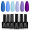 Beetles Blue Purple Gel Nail Polish Set - 6 Pcs Aquamarine Mermaid Gel Polish Set, Soak Off UV LED Nail Lamp Cured Base and Top Coat Needed Starter Varnish Salon Design Gift Set beetles Gel Polish