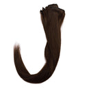 Hairro Clip in Hair Extensions Human Hair Thin 12 Inch Short Medium Brown Straight Human Hair Clip on Hairpieces 55g Machine Weft 8pcs 18 Clips for Women