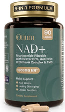 Otium NAD+ Supplement for Women & Men - 1000mg Nicotinamide Riboside with TMG, Resveratrol, Quercetin & Urolithin A | NAD Booster for Cellular Energy, Healthy Aging & Metabolism | 90 Vegan Capsules Infinity Warehouse