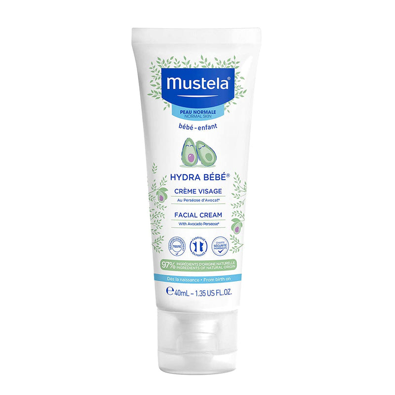 Mustela Hydra Bebe Face Cream - Daily Baby Moisturizer with Natural Avocado, Jojoba Oil - 1.35 fl. oz Mustela
