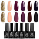 Beetles Red Purple Gold Glitter Gel Nail Polish Set - 6 Colors Fall Winter Wine Red Gel Polish Kit Full Maroon Nail Gel Polish Set, Soak Off LED Nail beetles Gel Polish