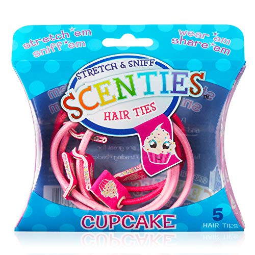 Scenties Cupcake Scented Hair Bands, 5 Pack | Pretty Ponytail Holders for Thick Hair, Thin Hair & Curly Hair | Baby Girl Hair Ties No Damage Elastic Kids Hair Accessories Scenties