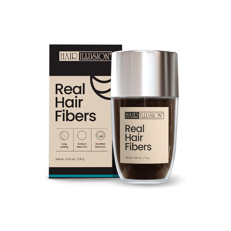 Hair Illusion 100% Natural Human Hair Fibers Not Synthetic for Men and Women, Premium Hair Building Formulation, Large, 38 g Bottle, Jet Black