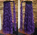 20" 22" 24" Long One Piece Straight Curly Wavy Clip in Wrap around Ombre Ponytail Hairpieces (24" Curly-Purple(120g)) DevaLook Hair Extension