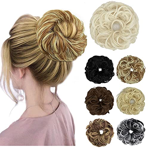 Messy Bun Hair Piece for Women Thick Updo Scrunchies Hair Extension Ponytail Hair Accessories Platinum Blonde OMGREAT