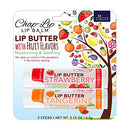 CHAP-LIP Lip Butter Lip Balm with Fruit Flavors, Cocoa Butter, Coconut Oil | Moisturizing Vitamin E & Total Hydration Treatment & Soothing Lip Therapy (2 Count - Strawberry & Tangerine) Chap-Lip