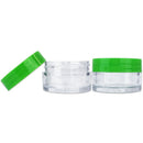 Beauticom 20 gram/20ml Empty Clear Small Round Travel Container Jar Pots with Lids for Make Up Powder, Eyeshadow Pigments, Lotion, Creams, Lip Balm, Lip Gloss, Samples (12 Pieces, Green) Beauticom