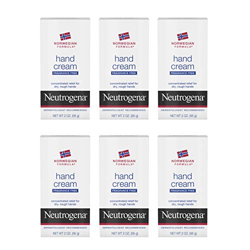 Neutrogena Norwegian Formula Moisturizing Hand Cream Formulated with Glycerin for Dry, Rough Hands, Fragrance-Free Intensive Hand Lotion, 2 oz, Pack of 6 Neutrogena