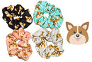 Happie Hare Scrunchies - Cotton Rounds Elastic Hair Bands - Scrunchy Hair Ties - Girls Hair Accessories - Gifts for Women (4 Pack, Mix Colors, Corgi) Happie Hare