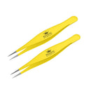 Surgical Tweezers for Ingrown Hair - Precision Sharp Needle Nose Pointed Tweezers for Splinters, Ticks & Glass Removal - Best for Eyebrow Hair, Facial Hair Removal (Yellow) Majestic Bombay