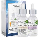 Day & Night Duo Facial Serum Bundle - Vitamin C Serum & Retinol Serum - Natural Anti Aging Formula for Face - Improve Skin Texture & Glow - Reduce Fine Lines Dark Spots Hyperpigmentation - InstaNatural InstaNatural