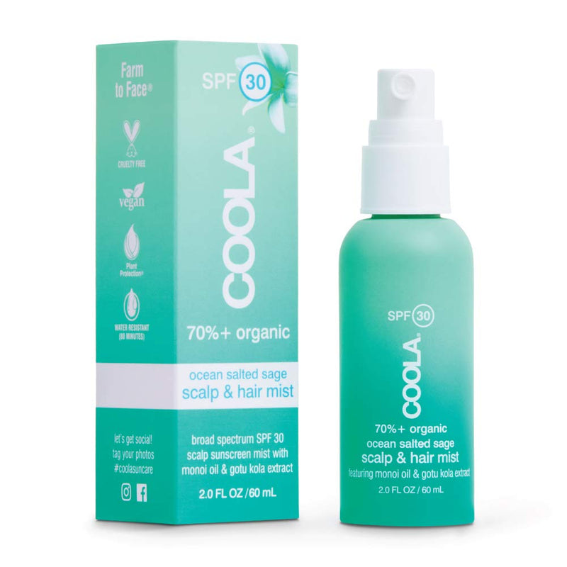 COOLA Organic Scalp & Hair Sunscreen Mist, Broad Spectrum SPF 30, Reef-Safe, Ocean Salted Sage, 2 Fl Oz martinandmark.com