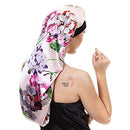 Sent Hair Extra Long Satin Bonnet Sleep Cap for Women Double Layer Silky Hair Bonnet for Braids,Curly,Long Hair- Soft Elastic Band,Pink Floral sent hair