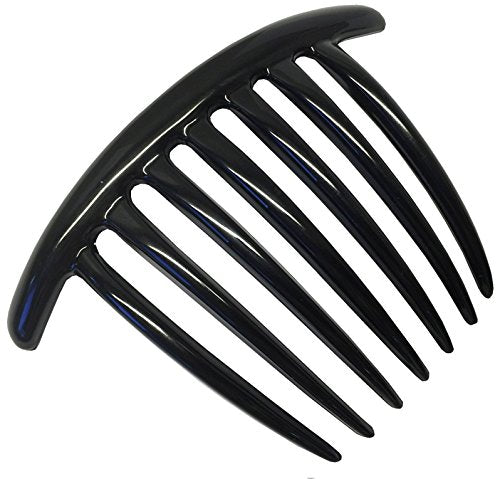 Parcelona French Twist 7 Teeth Large Black Set of 2 Celluloid Flexible Durable French Side Hair Comb Large 4'' No Slip Styling Paris Hair Accessories for Women and Girls, Made in France (Black) Parcelona