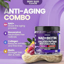 NAD+, Resveratrol, Berberine, & Biotin Anti-Aging Gummy - Hair, Skin, Nails & Joint Supplement - Collagen Peptides, Keratin, Zinc, Vitamin K2 & D3 Gummies -Regeneration- Non-GMO - Made in USA 60 Count Infinity Warehouse