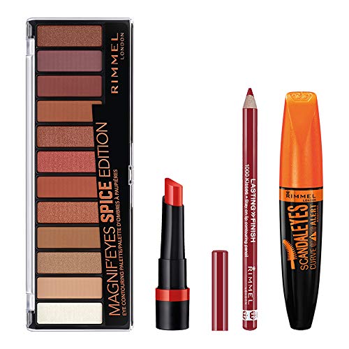 Rimmel Makeup Kit With Eyeshadow, Mascara, Lipstick, and Lip Liner, Spice Rimmel