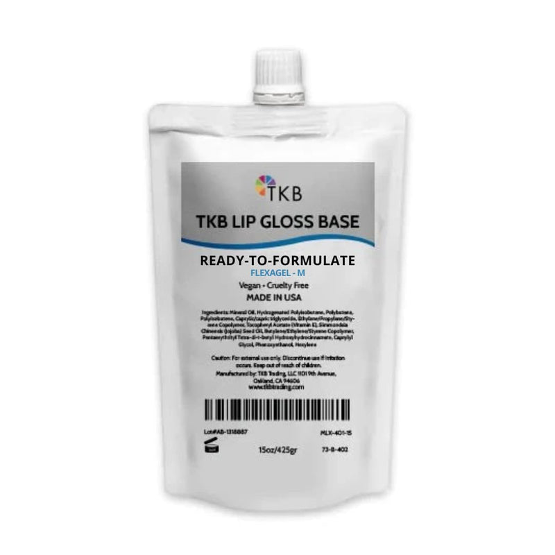 TKB Lip Gloss Base (Flexagel M)| Moisturizing, High Shine, Crystal Clear, Vegan and Cruelty free| Made in USA. (15 Ounce (Pack of 1)) Infinity Warehouse