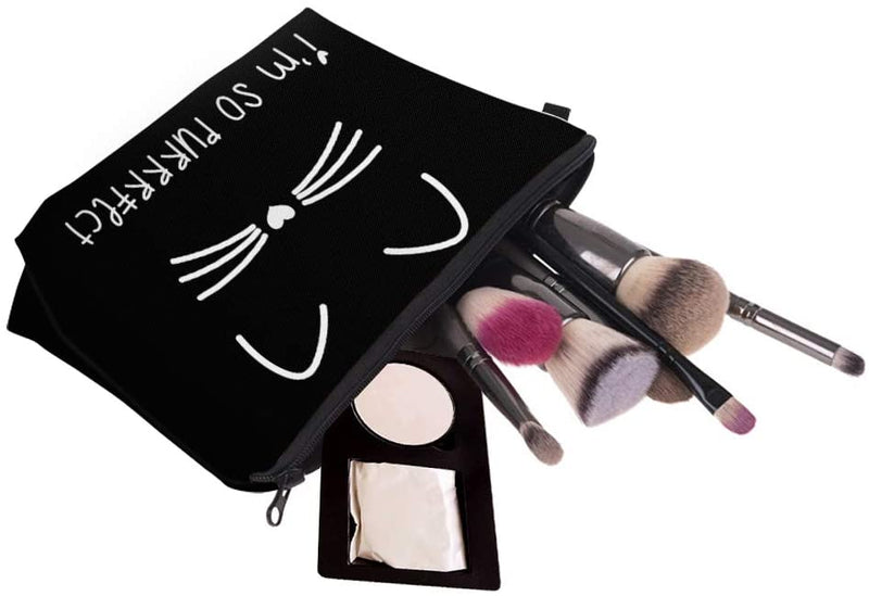 Cosmetic Bag for Women,Loomiloo Adorable Roomy Makeup Bags Travel Waterproof Toiletry Bag Accessories Organizer Cute Gifts (black cat 51294) LOOMILOO Store