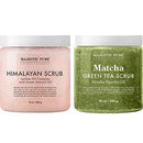 Majestic Pure Himalayan Salt Scrub and Matcha Scrub Bundle – Exfoliating Body Scrub Package MAJESTIC PURE
