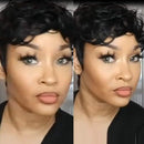 VCK Short Pixie Cut Wigs for Black Women Natural Wavy Synthetic Hair Wigs Short Layered Heat Resistant Wigs 1B Color VCK