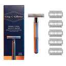 King C. Gillette Double Edge Safety Razor Chrome Plated Handle with 5 pack Platinum Coated Refills King C. Gillette