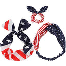 Sea Team 3-Pack of the Stars and Stripes Retro Wire Headbands Stylish Chiffon Bowknot Twist Bunny Ears Head Wrap Bandeau Hair Ribbon Star-Spangled Banner American Flag Hairbands for Women and Girls Sea Team